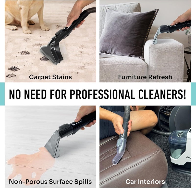 DeWitt Spot Genie Pro Portable Carpet Cleaner Machine, Upholstery Cleaner – Lightweight 7.7lb Pet Stain & Odor Remover with 4 Cleaning Tools, Compact Design for Home, Car, and Furniture - Image 5